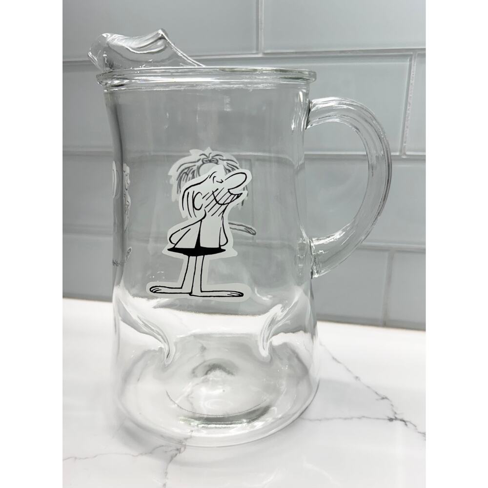 RARE Vintage B.C. Johnny Hart Arby's Glass Pitcher: B.C., Grace, Grog Characters